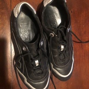Salvatore Ferragamo black and silver tennis